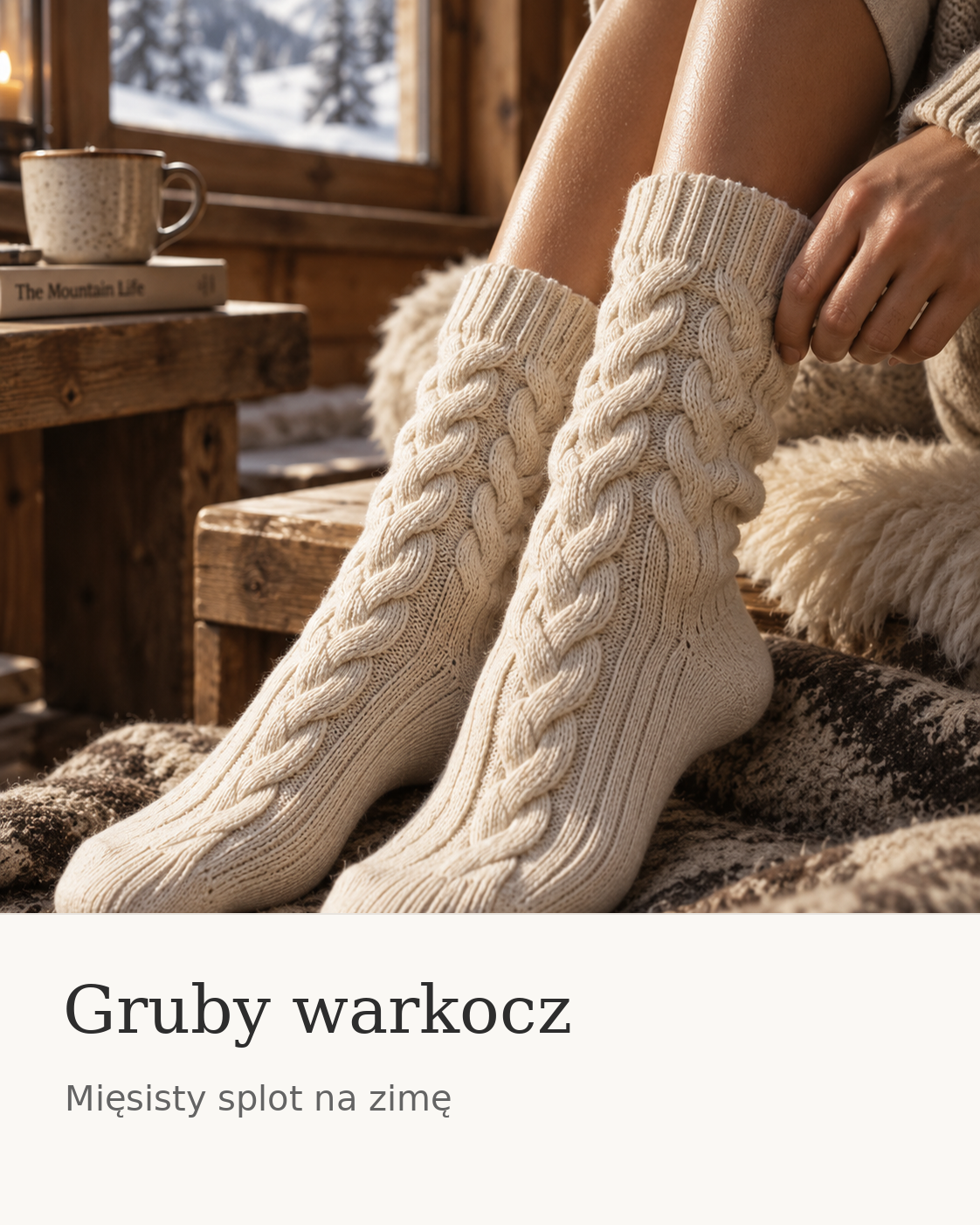Zimowe skarpety CottonSky z grubym warkoczem